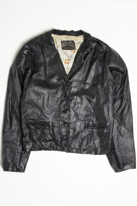 Short Collared Leather Jacket 254