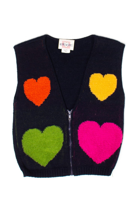 Vintage Hearts Zip Up Sweater Vest