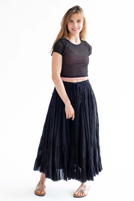 Black Tiered Maxi Skirt