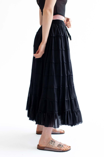 Black Tiered Maxi Skirt