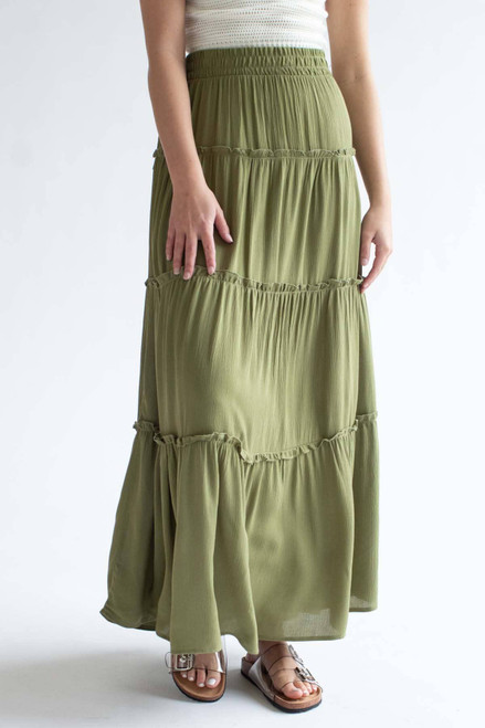 White Tiered Maxi Skirt - Ragstock.com