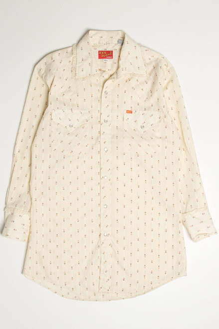 Vintage Ely Plains Lace Trimmed Button Up Shirt