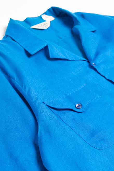 Del Mar Bright Blue Button Up Shirt