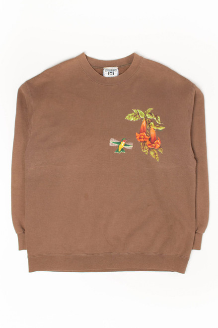 Vintage Hummingbird Flowers Sweatshirt (1990s)