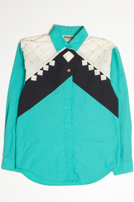 Vintage Teal Western Wrangler Button Up Shirt