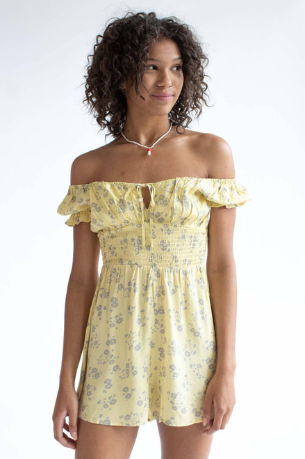 Sunflower Smocked Waist Romper