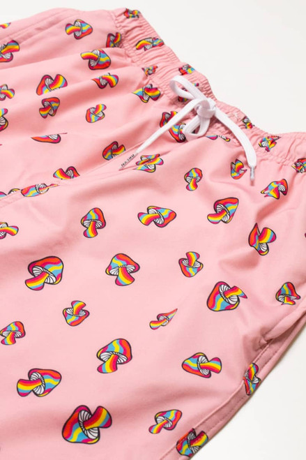 Pink Rainbow Mushrooms Swim Shorts