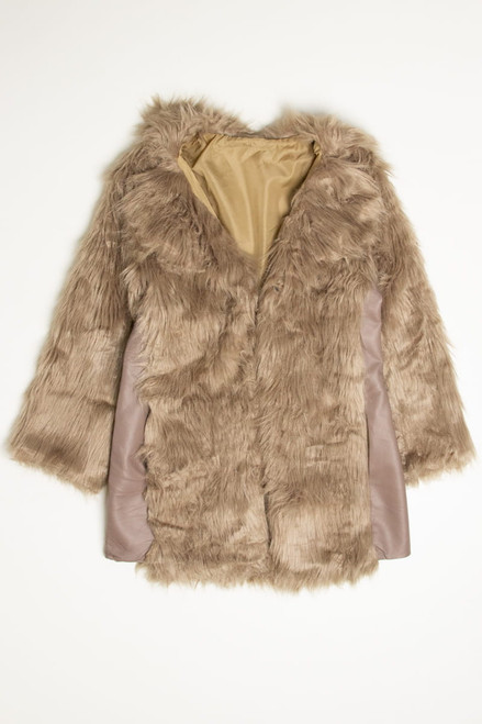 Grey Side Accent Faux Fur Coat