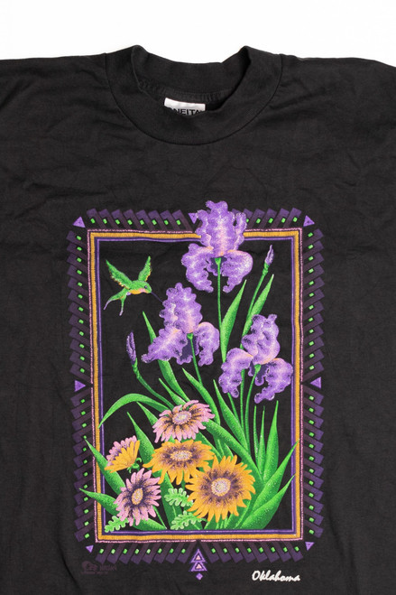 Vintage Oklahoma Hummingbird and Flowers T-Shirt