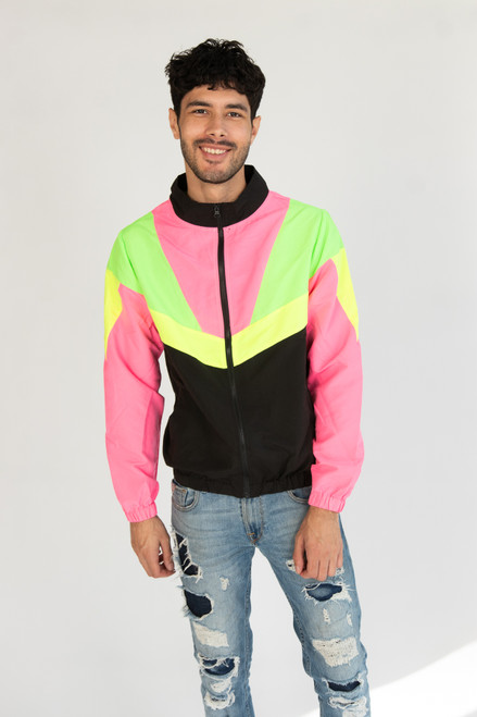 Black Neon Colorblocked Windbreaker