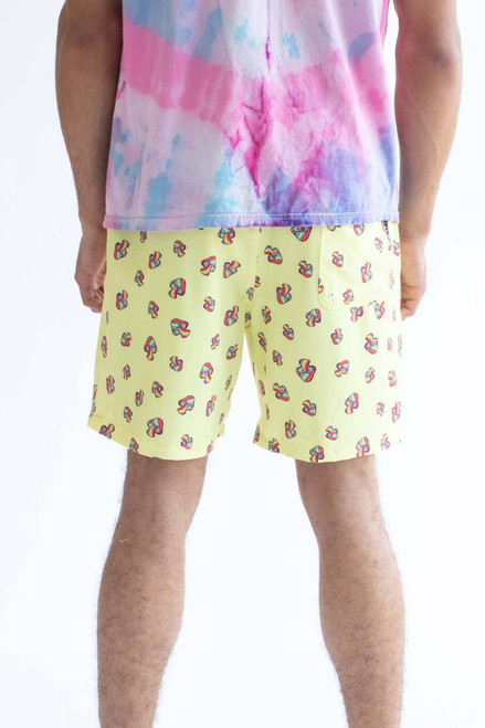 Yellow Rainbow Mushrooms Swim Shorts