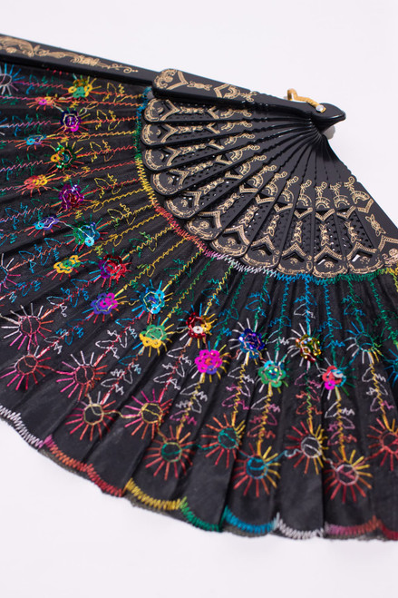 Rainbow Embroidered Sequin Fan