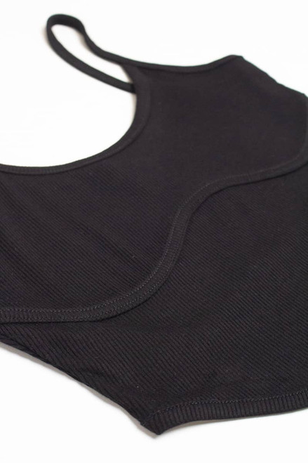 Black Ribbed Underlined Bust Cami