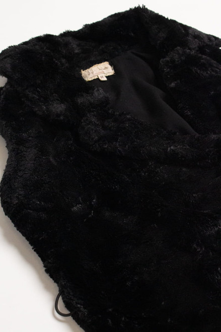 Large Collared Black Faux Fur Vest