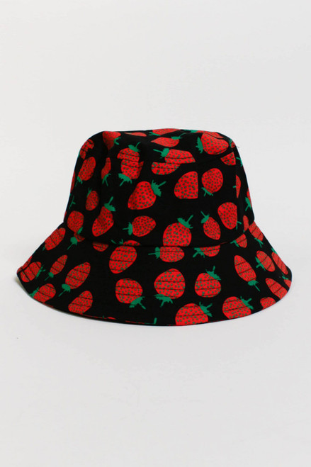 Black Strawberry Bucket Hat