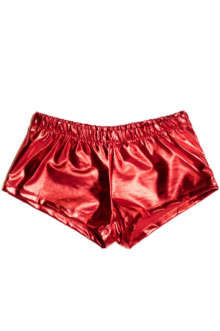 Red Metallic Short Shorts