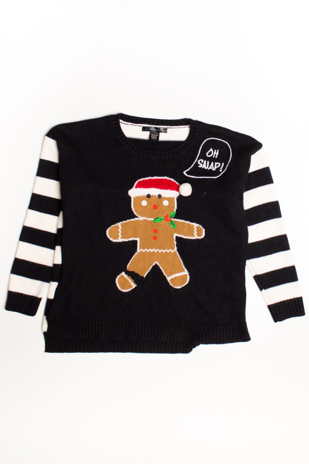 Black Striped Ugly Christmas Pullover 58974