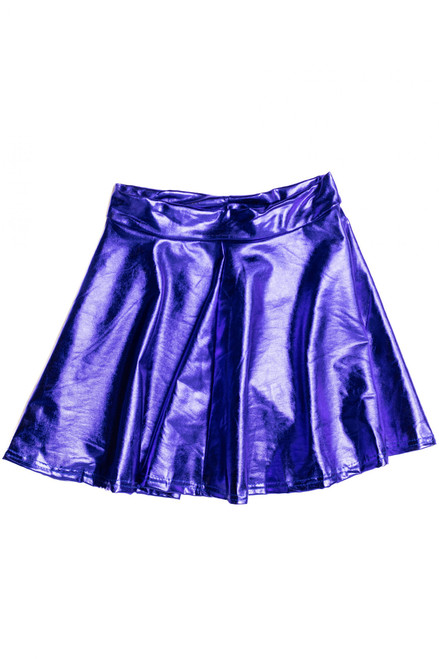 Metallic Blue Circle Swing Skirt