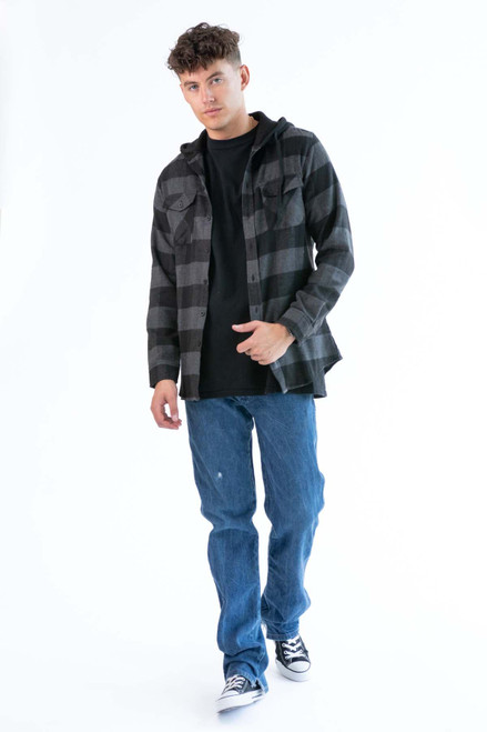 Charcoal Hooded Flannel Shirt