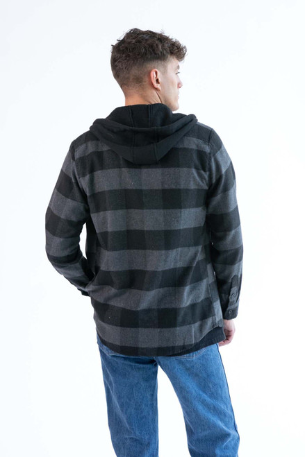Charcoal Hooded Flannel Shirt