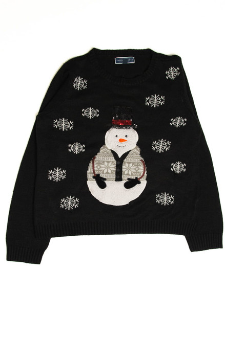 Black Ugly Christmas Snowman Pullover 59175