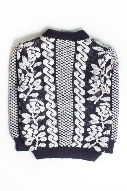 Vintage Black & White Sweater Jacket (1980s)