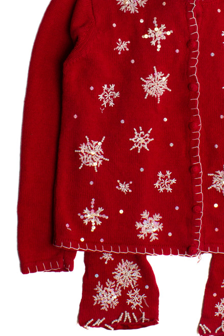 Red Ugly Christmas Cardigan with Scarf 60087