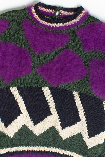 Vintage Abstract Purple Fur Sweater (1980s)