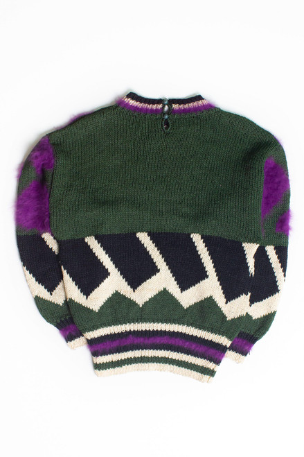 Vintage Abstract Purple Fur Sweater (1980s)