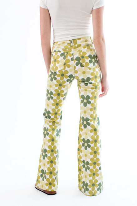 Green Daisy Flared Jeans