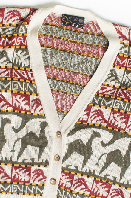 Vintage Camel Pattern Cardigan Sweater (1990s)