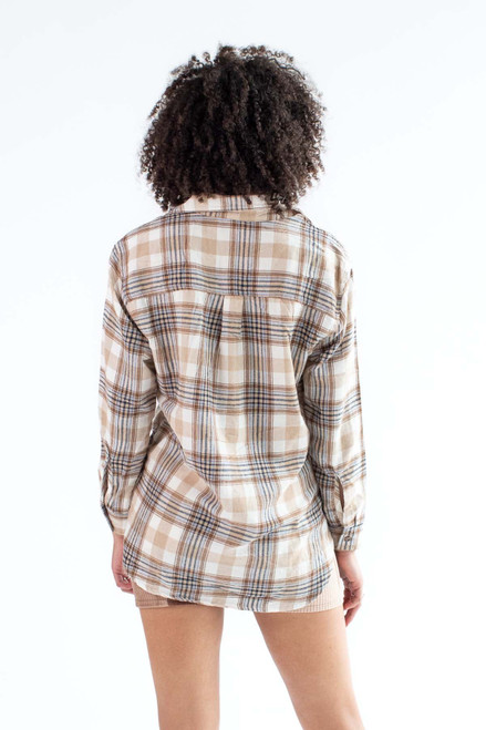 Gardenia & Sand Oversized Boyfriend Flannel