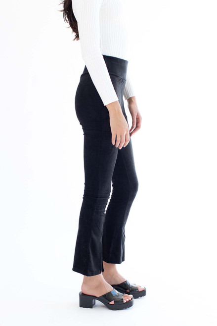 Black Cord Split Hem Flare Pants