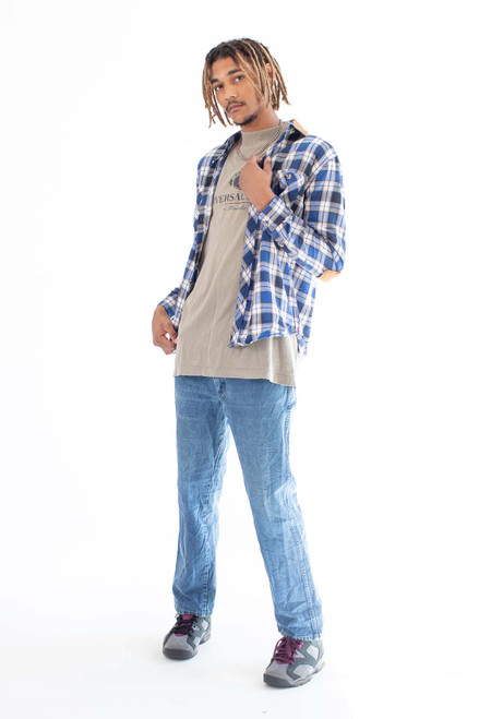 Blue Corduroy Patch Flannel