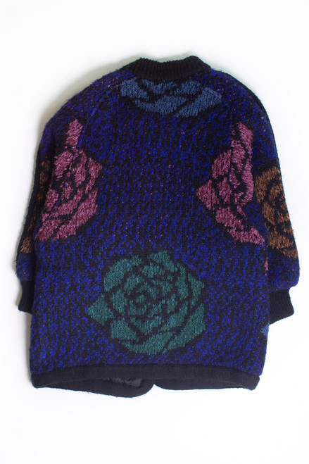 Vintage Floral Wrap Sweater Coat (1980s)