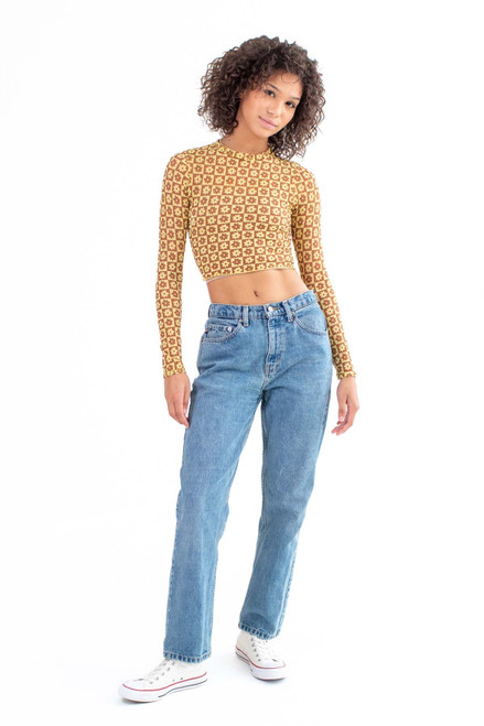 Contrast Daisy Mesh Long Sleeve Tee