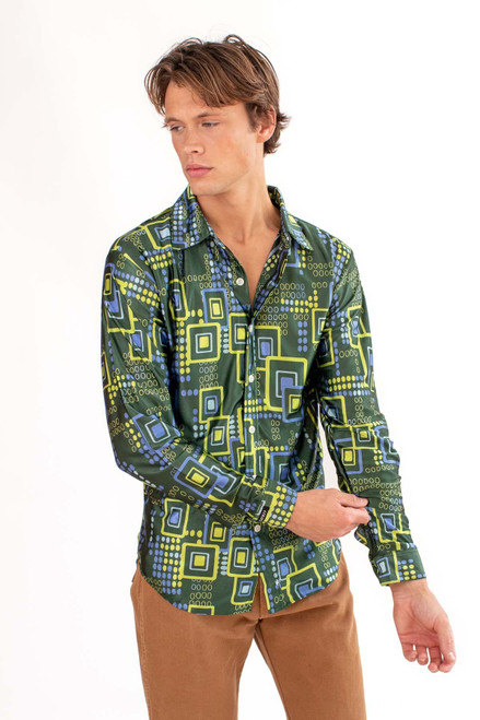 70's Digital Age Long Sleeve Button Up Shirt