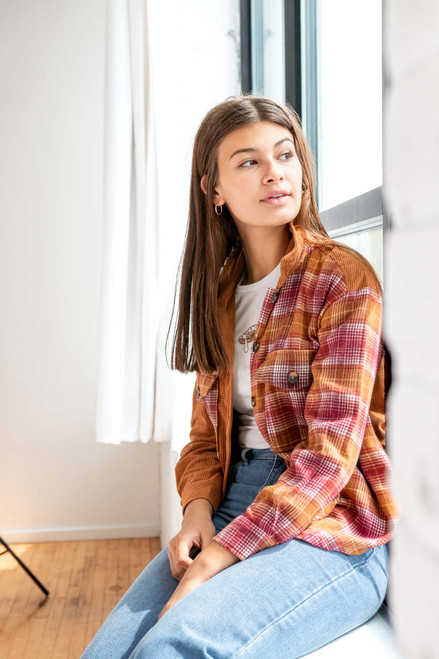 Amber Brown Corduroy Flannel Shirt