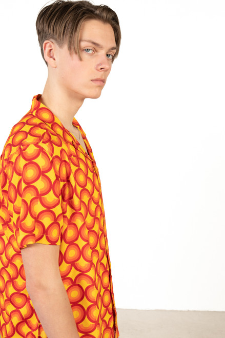 Orange Mod Circle Button Up