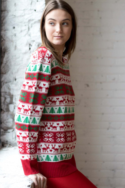 Reindeer Pattern Christmas Sweater