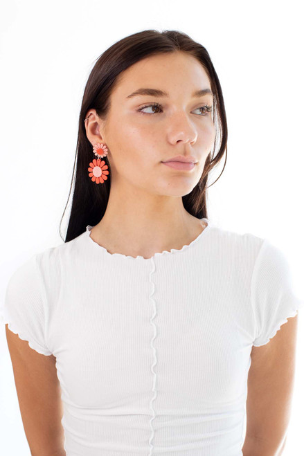 Pink Daisy Flower Earrings