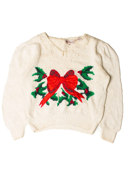 Lace Collar Red Bow Ugly Christmas Pullover 59374