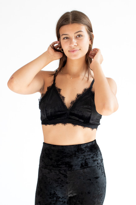 Velvet Lace Trim Bralette