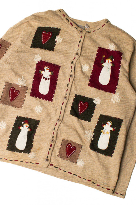 Snowmen Trapped In Boxes Ugly Christmas Cardigan 59378