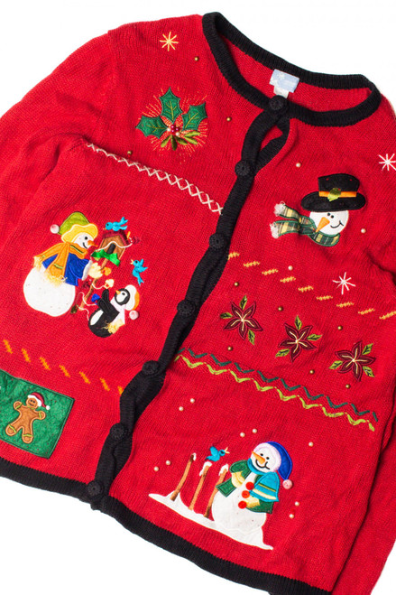 Smiley Snowmen Ugly Christmas Cardigan 59407