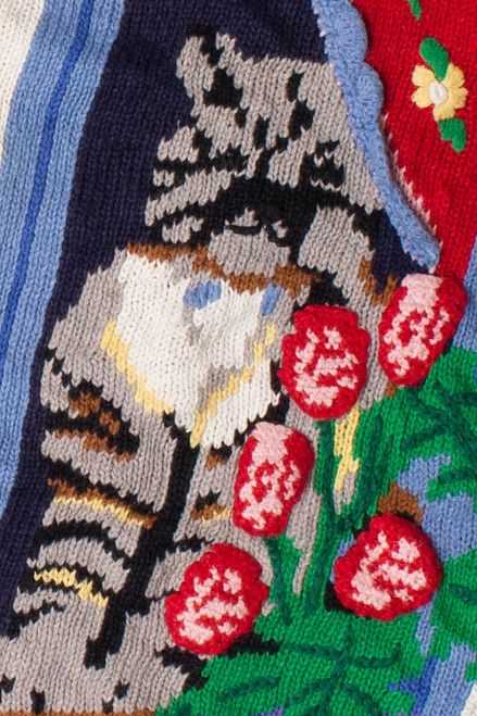 Vintage Cats Let Them In! Ugly Christmas Vest 59389 (1995)