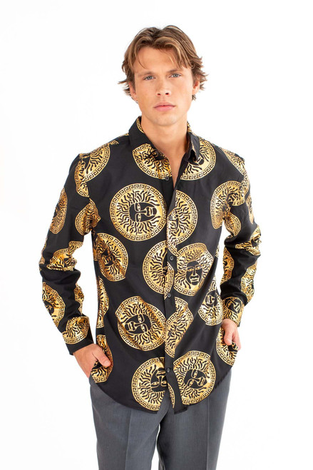 Medusa Foil Long Sleeve Button Up Shirt