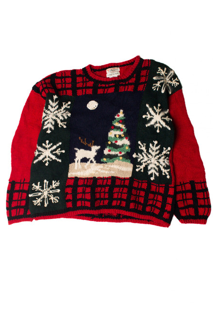 Reindeer Ponders the Tree Ugly Christmas Pullover 59391