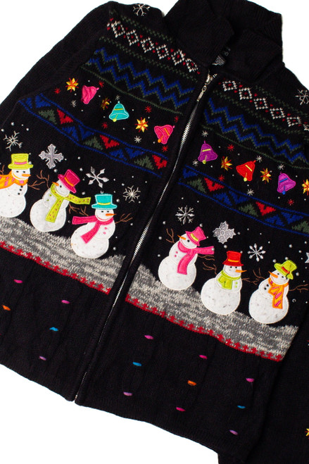 Funky Fun Snowmen Friend Ugly Christmas Cardigan 59396