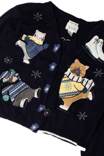 Winter Sports Kitty Cats Ugly Christmas Cardigan 59400